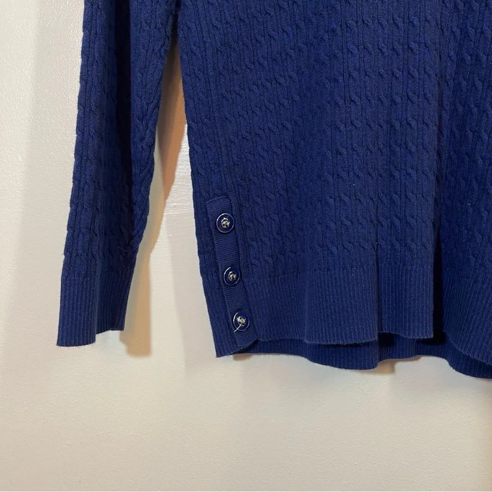 Karen Scott Navy Blue Cable Knit Sweater Women’s Size Medium 100% Cotton - Picture 4 of 13